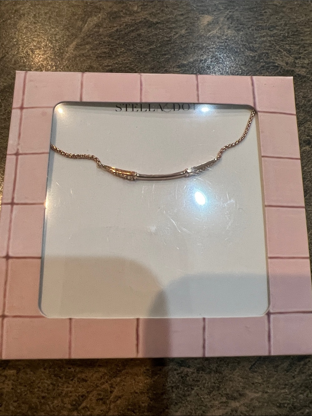 Stella & Dot Rose Gold Curved Bar Bracelet